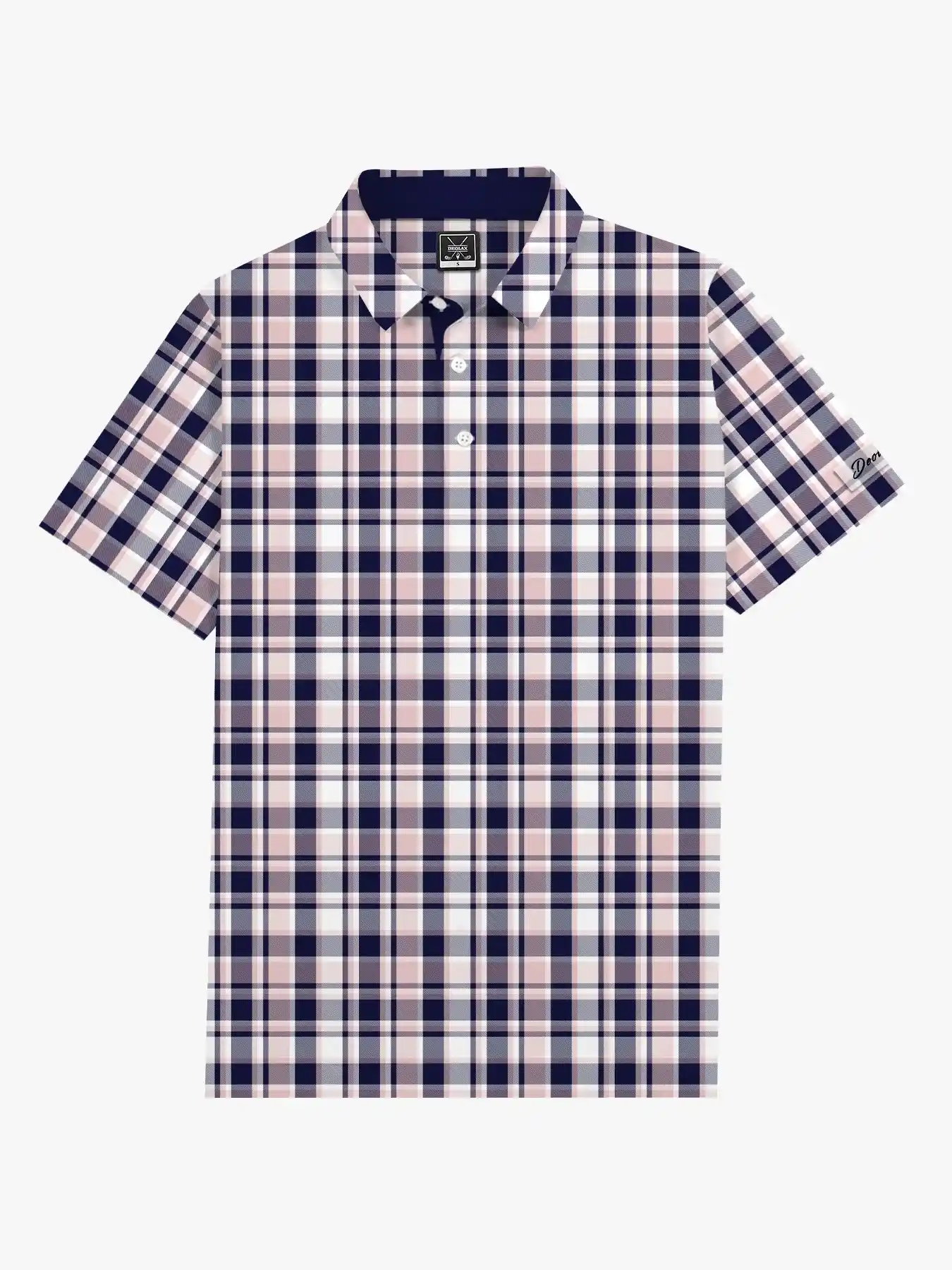 Berry Checked Navy Polo - Deolax