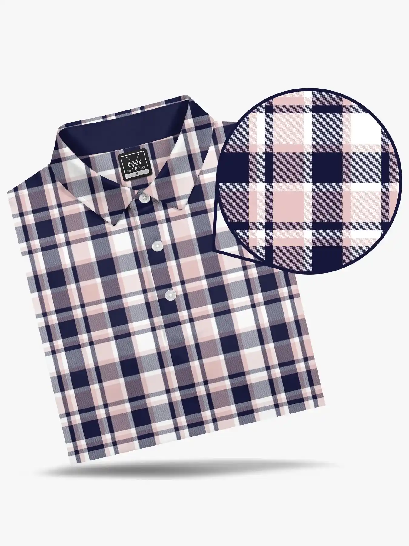 Berry Checked Navy Polo - Deolax