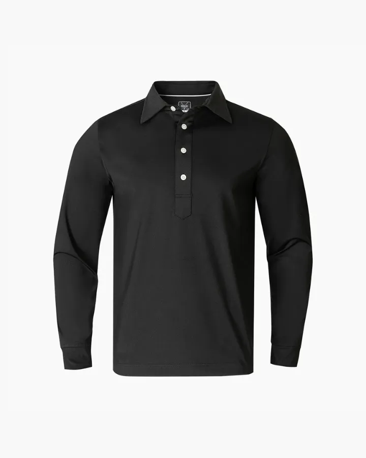 Black Classic Men's Long Sleeve Polo
