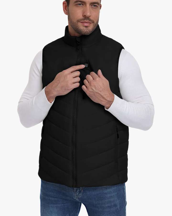 Black Men's Heated Softshell Vest
