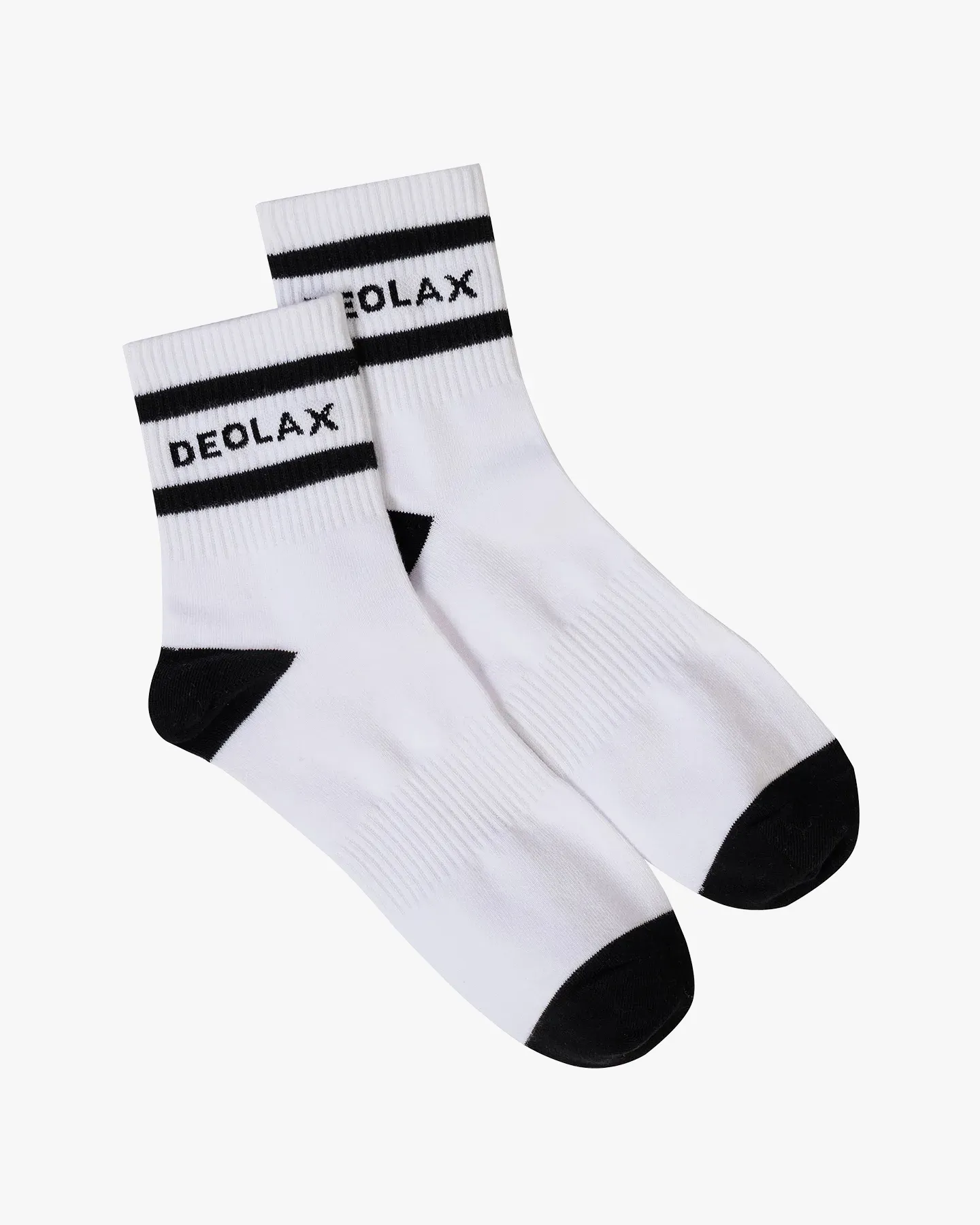 Striped Quarter Crew Socks - Black - Deolax