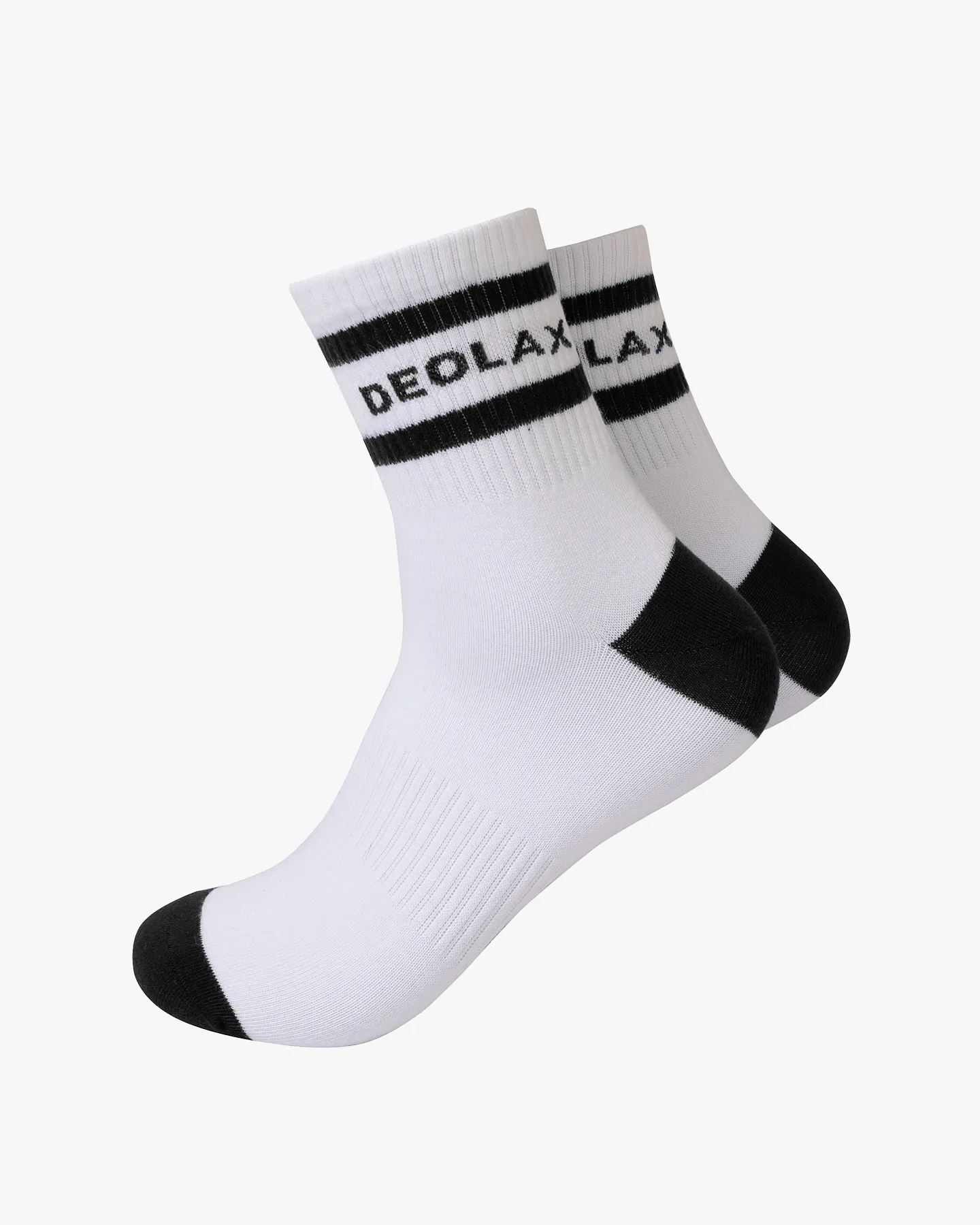 Striped Quarter Crew Socks - Black - Deolax