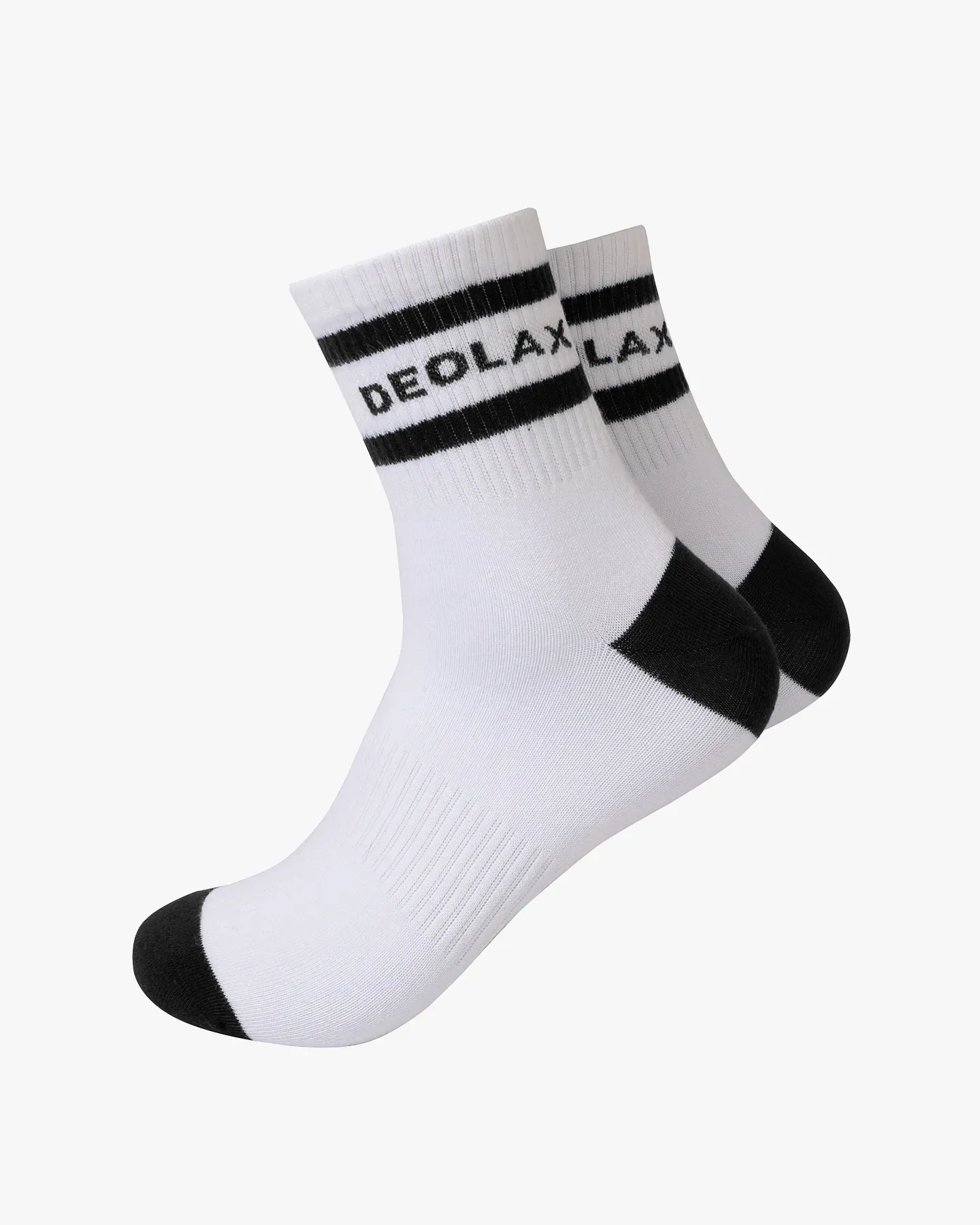 Striped Quarter Crew Socks - Black - Deolax