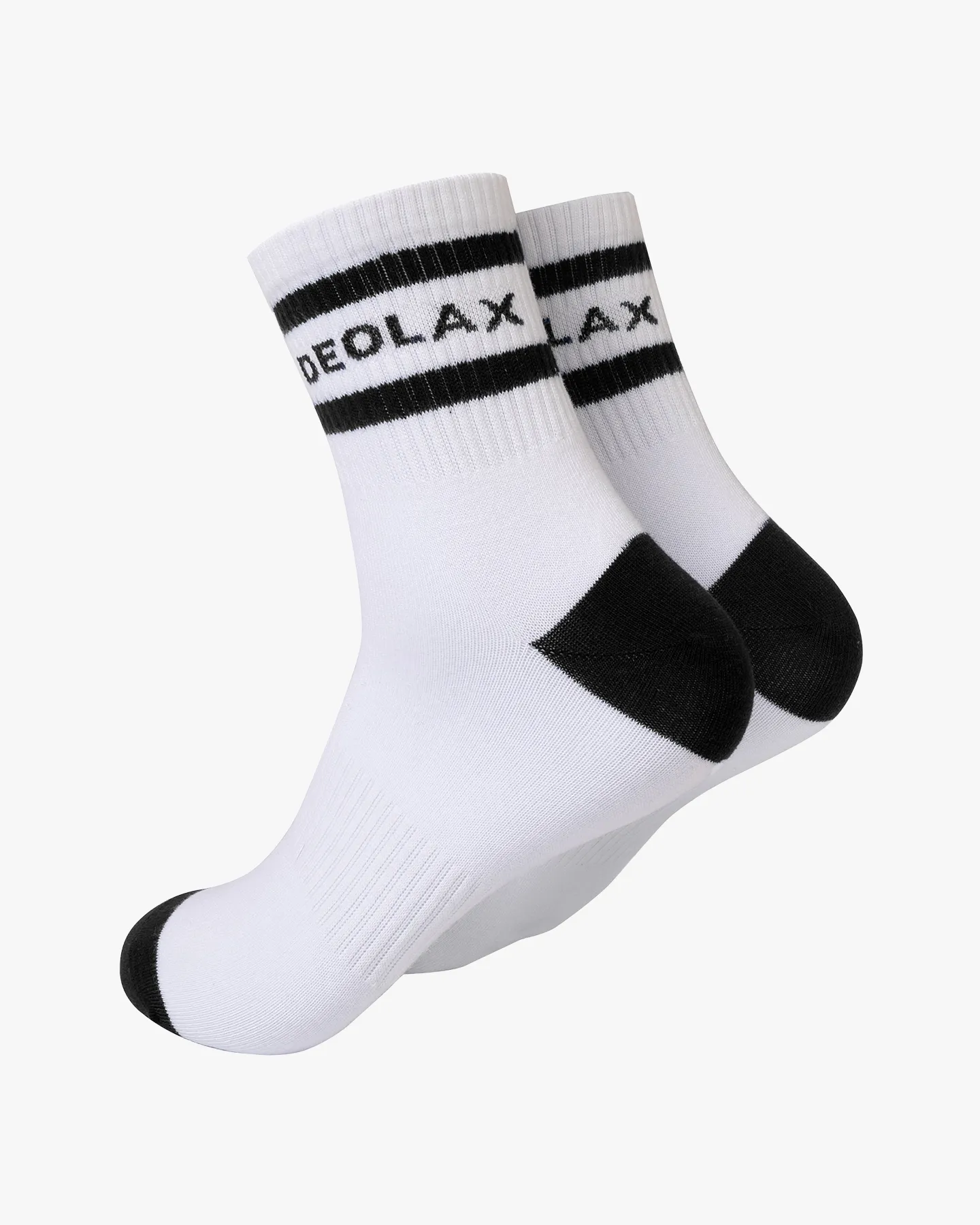 Striped Quarter Crew Socks - Black - Deolax