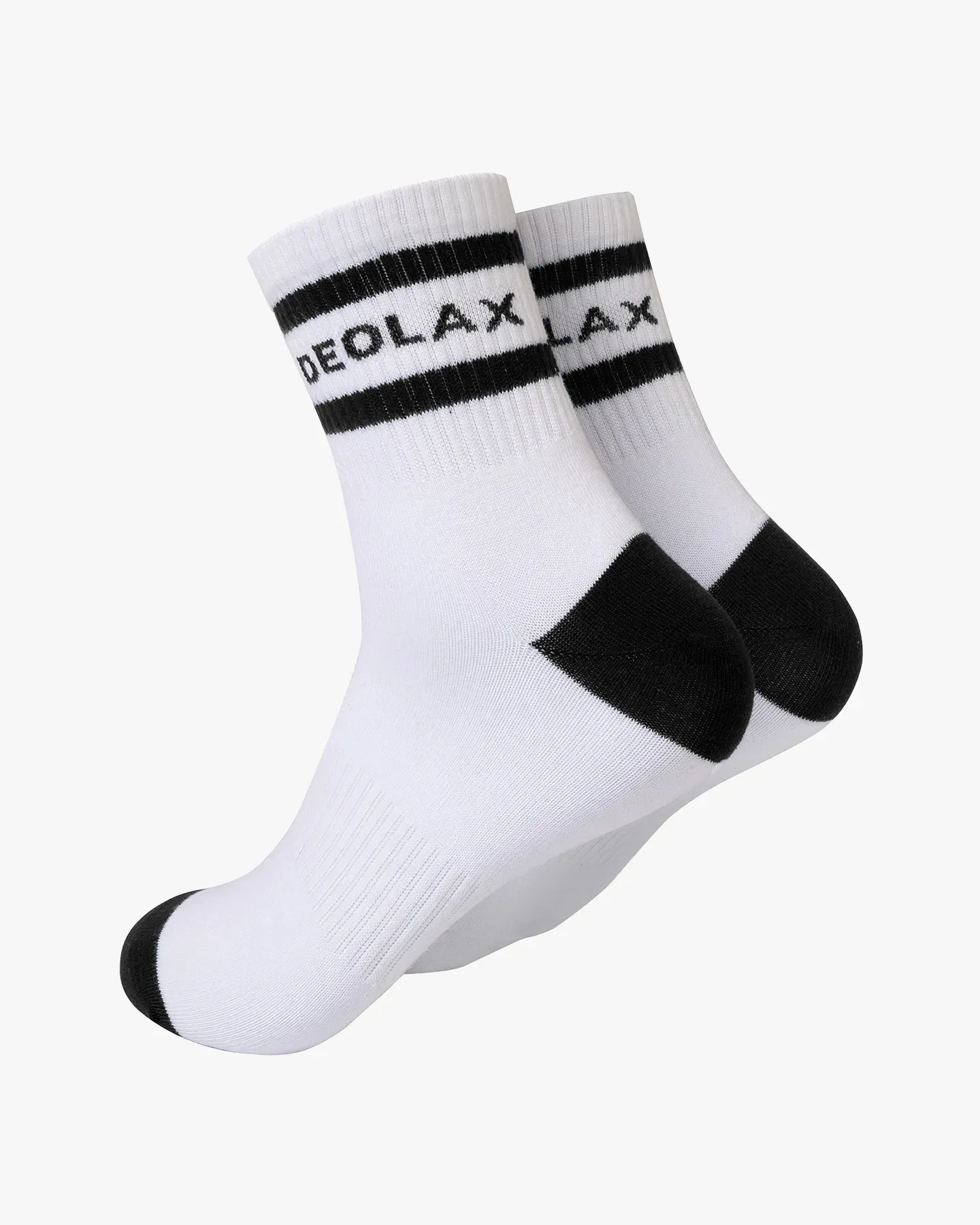 Striped Quarter Crew Socks - Black - Deolax