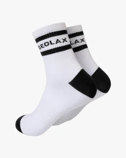 Striped Quarter Crew Socks - Black - Deolax