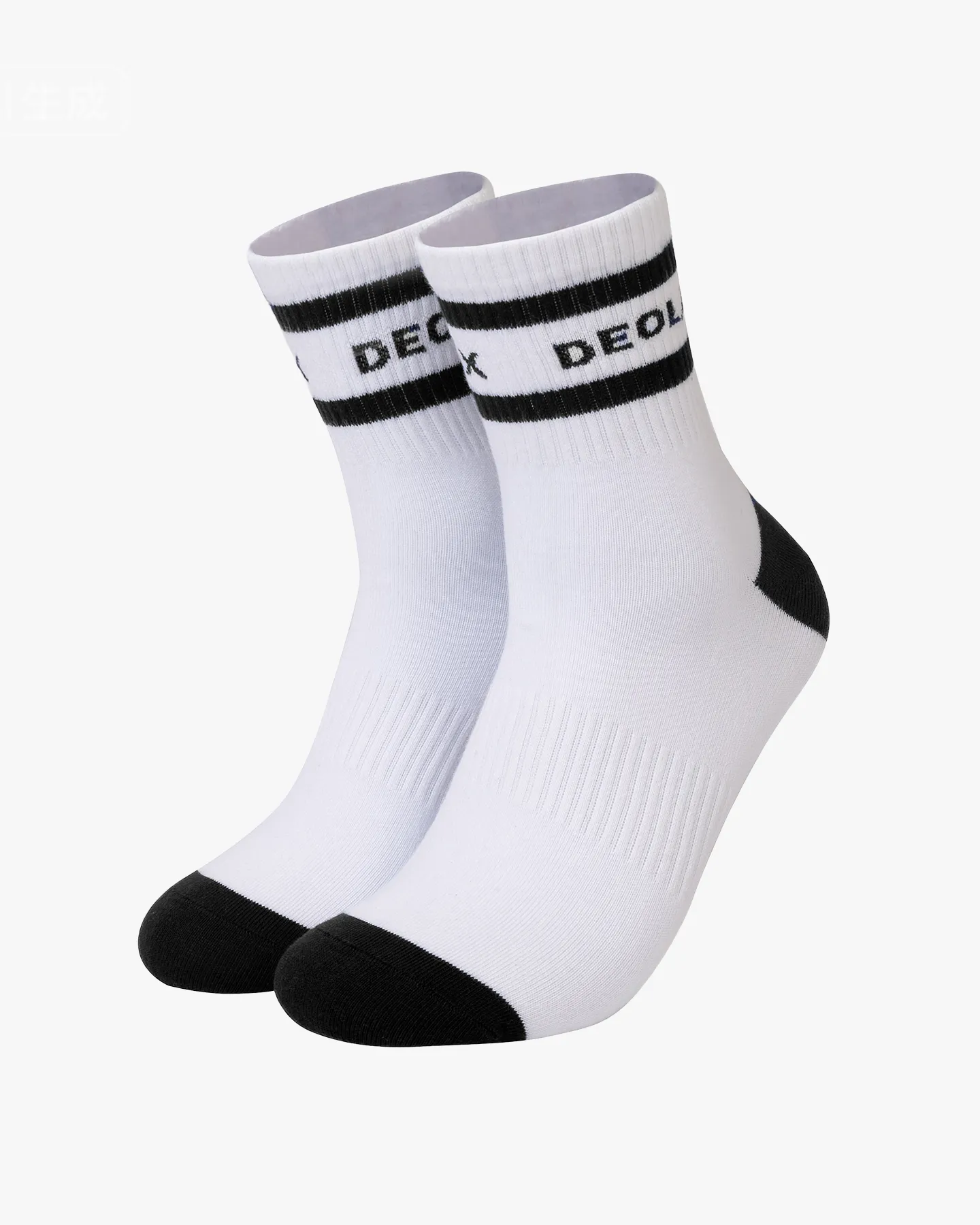 Striped Quarter Crew Socks - Black - Deolax