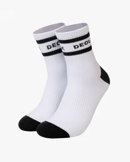 Striped Quarter Crew Socks - Black - Deolax