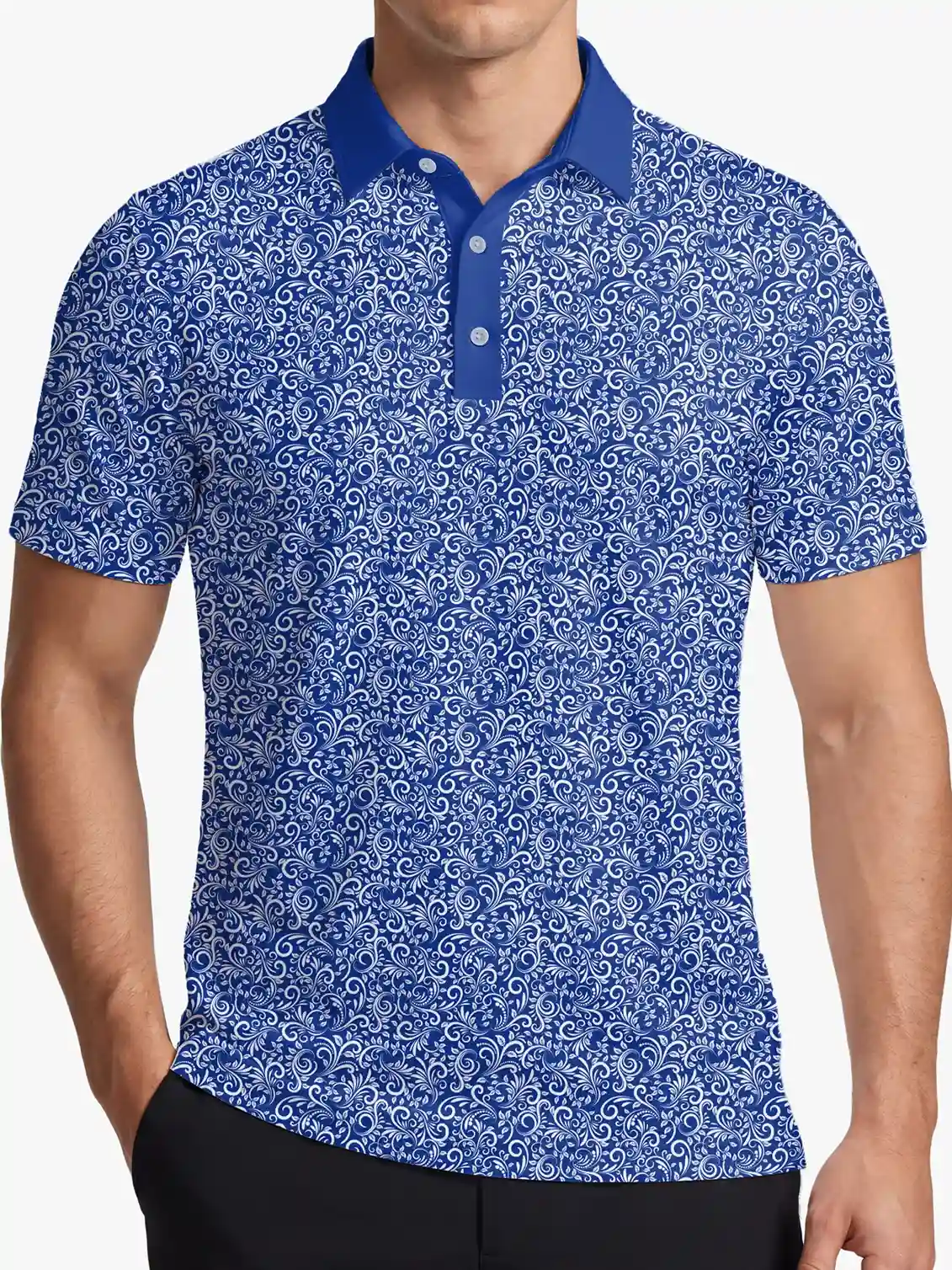 Bluecrest Men's Blue Paisley Polo - Deolax