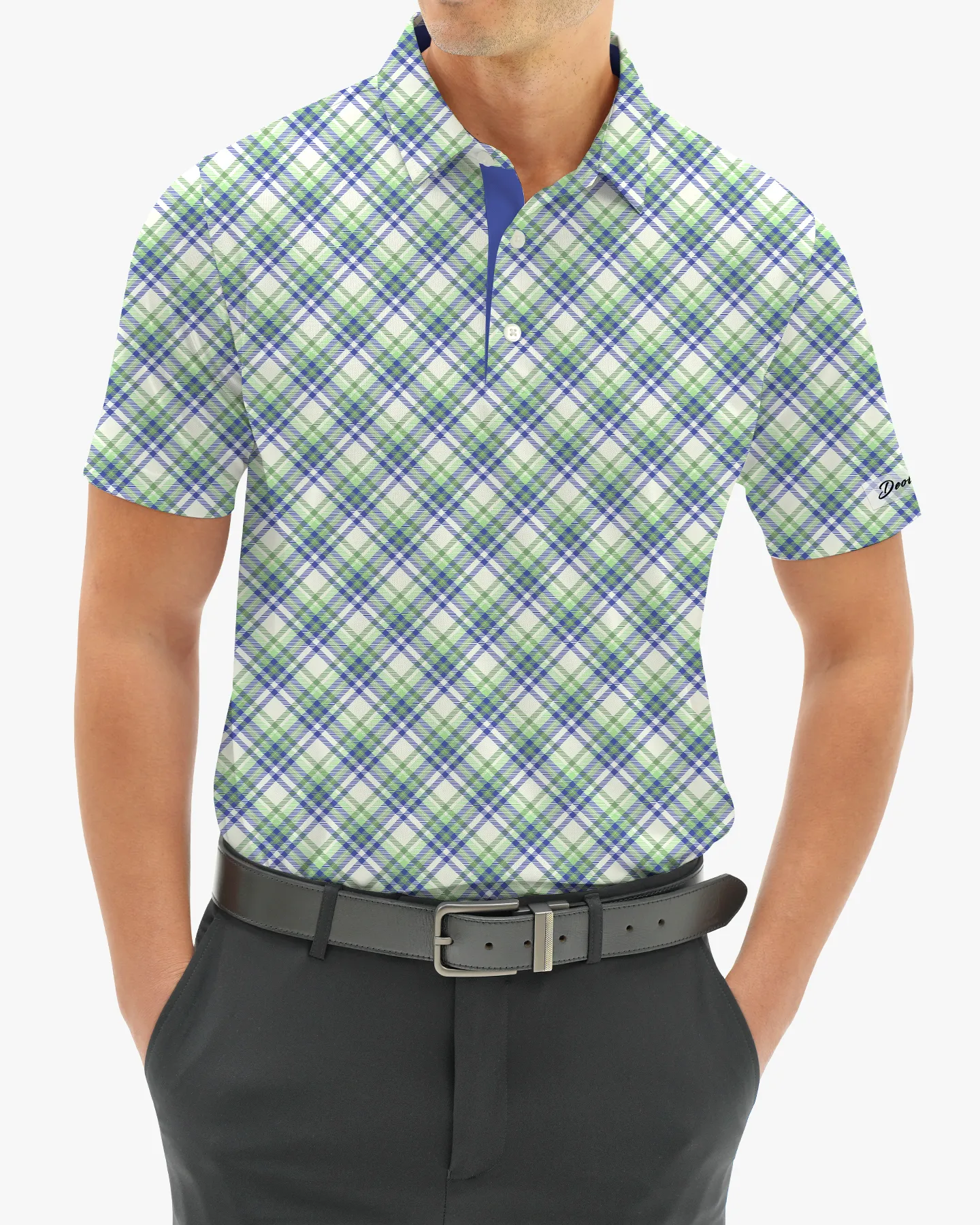 Checked Polo - Sky Blue