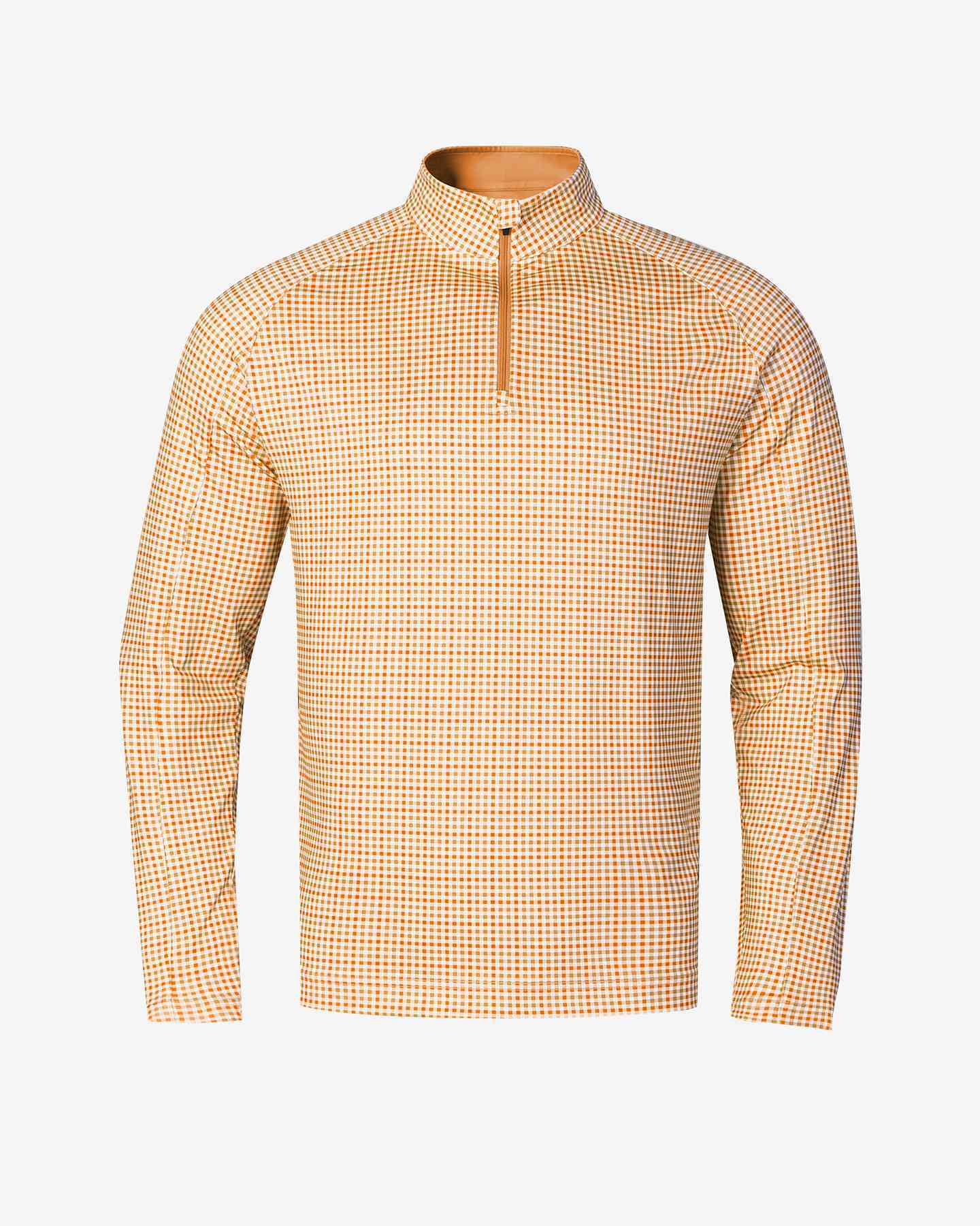 Checked Quarter Zip - Orange Pullover - Deolax