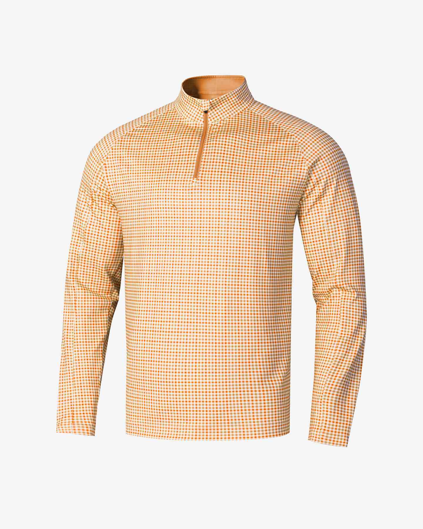 Checked Quarter Zip - Orange Pullover - Deolax