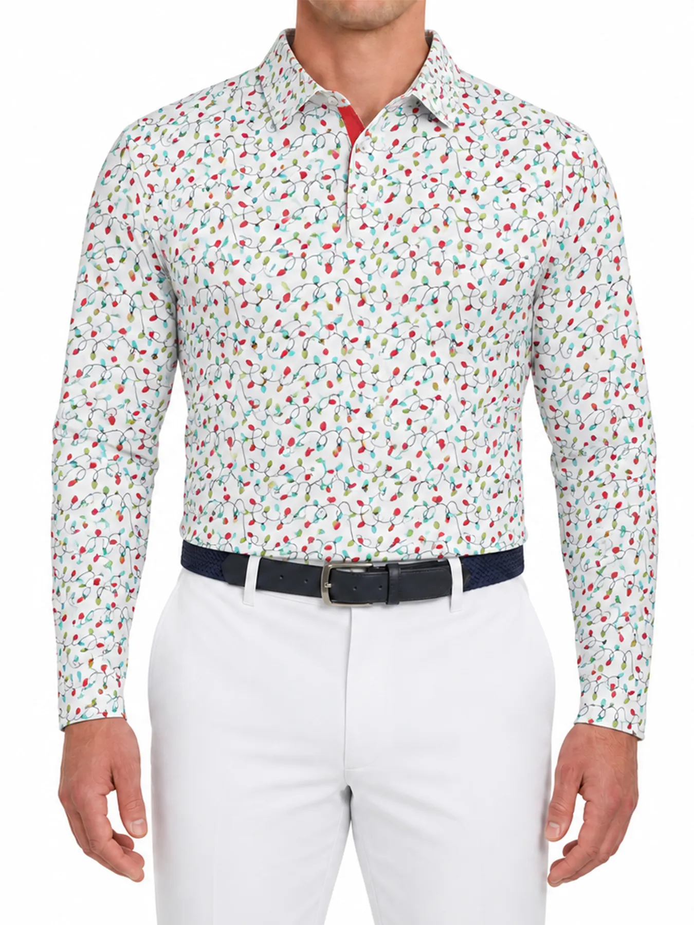 Christmas Light Long Sleeve Polo