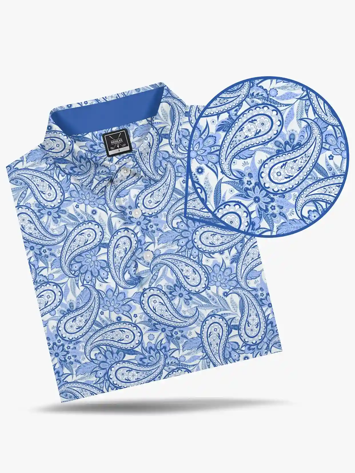 Classic Men's Blue Paisley Polo - Deolax