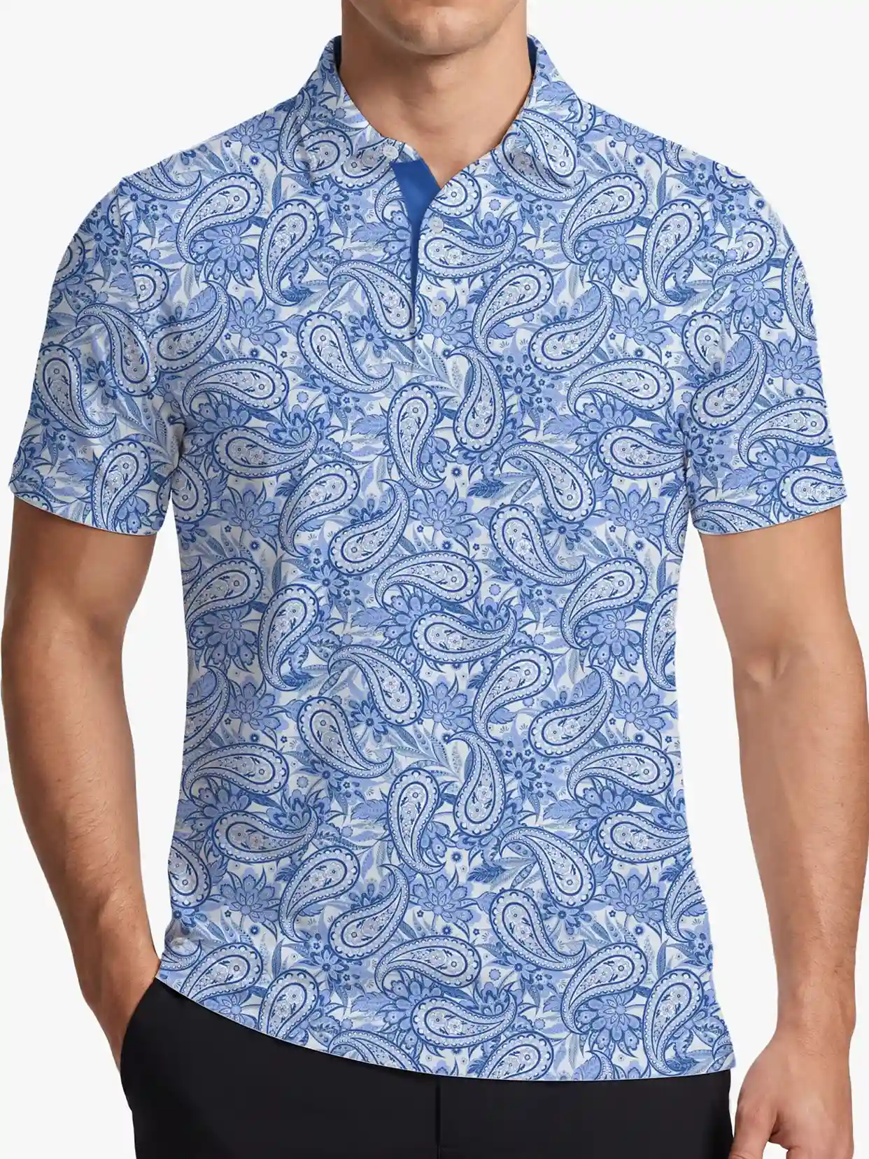 Classic Men's Blue Paisley Polo - Deolax