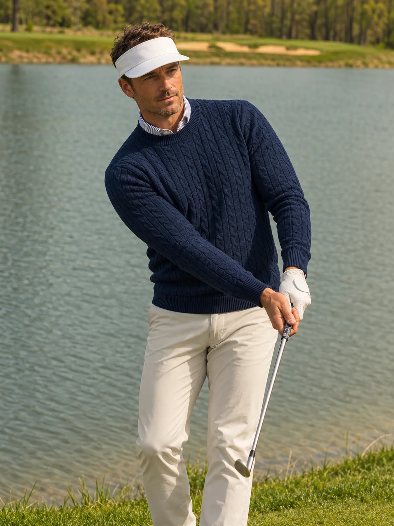Clubhouse Cable-Knit Cotton Sweater