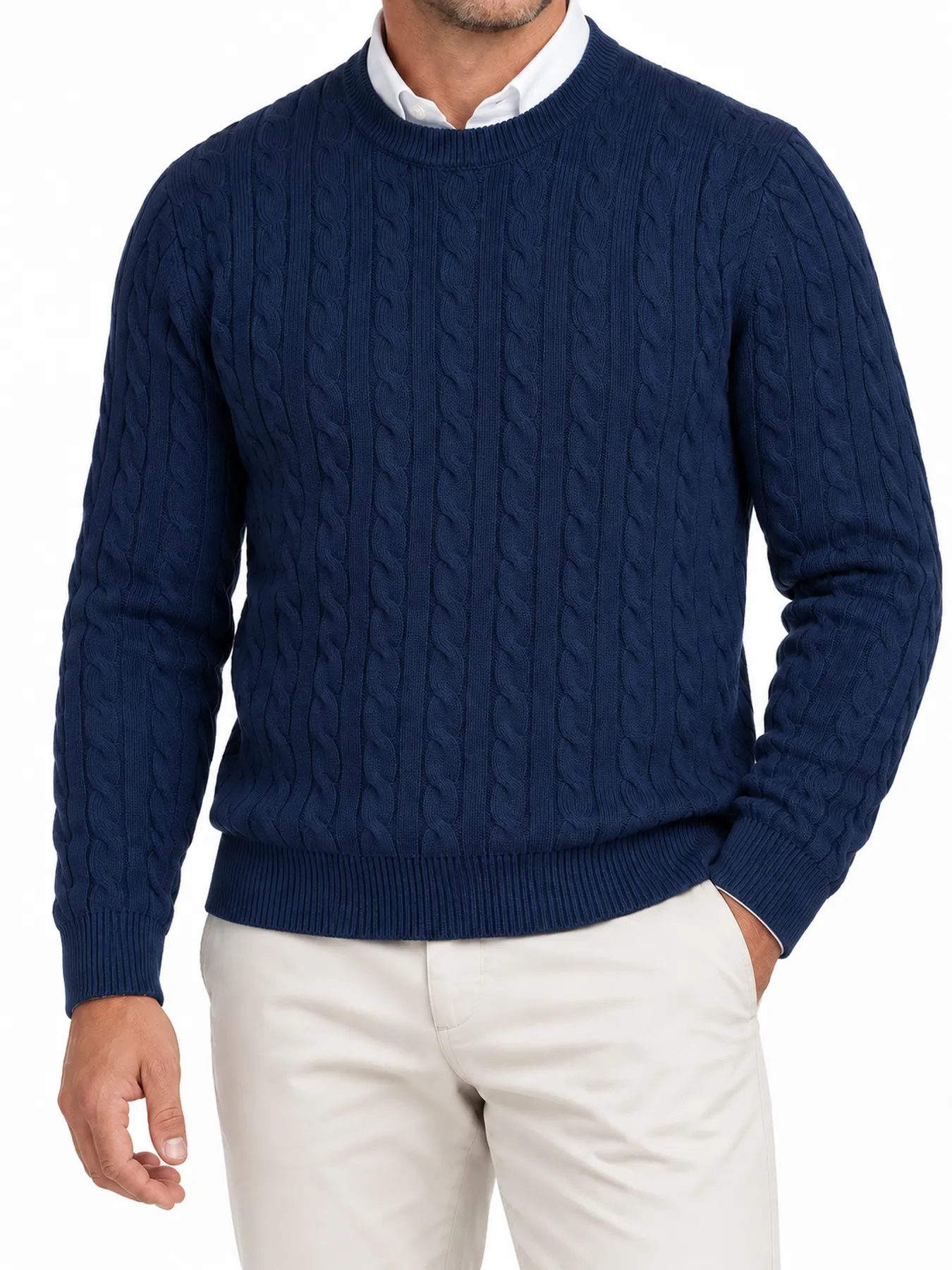 Clubhouse Cable-Knit Cotton Sweater