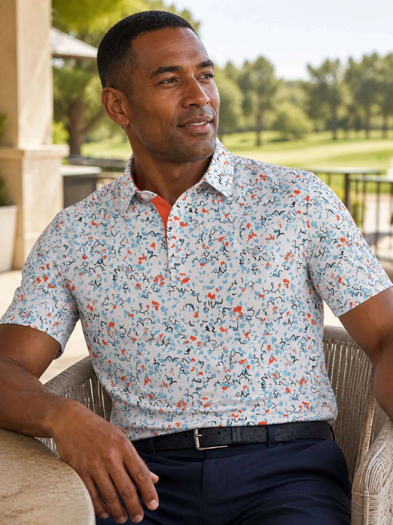 Coastal Sketch Golf Polo