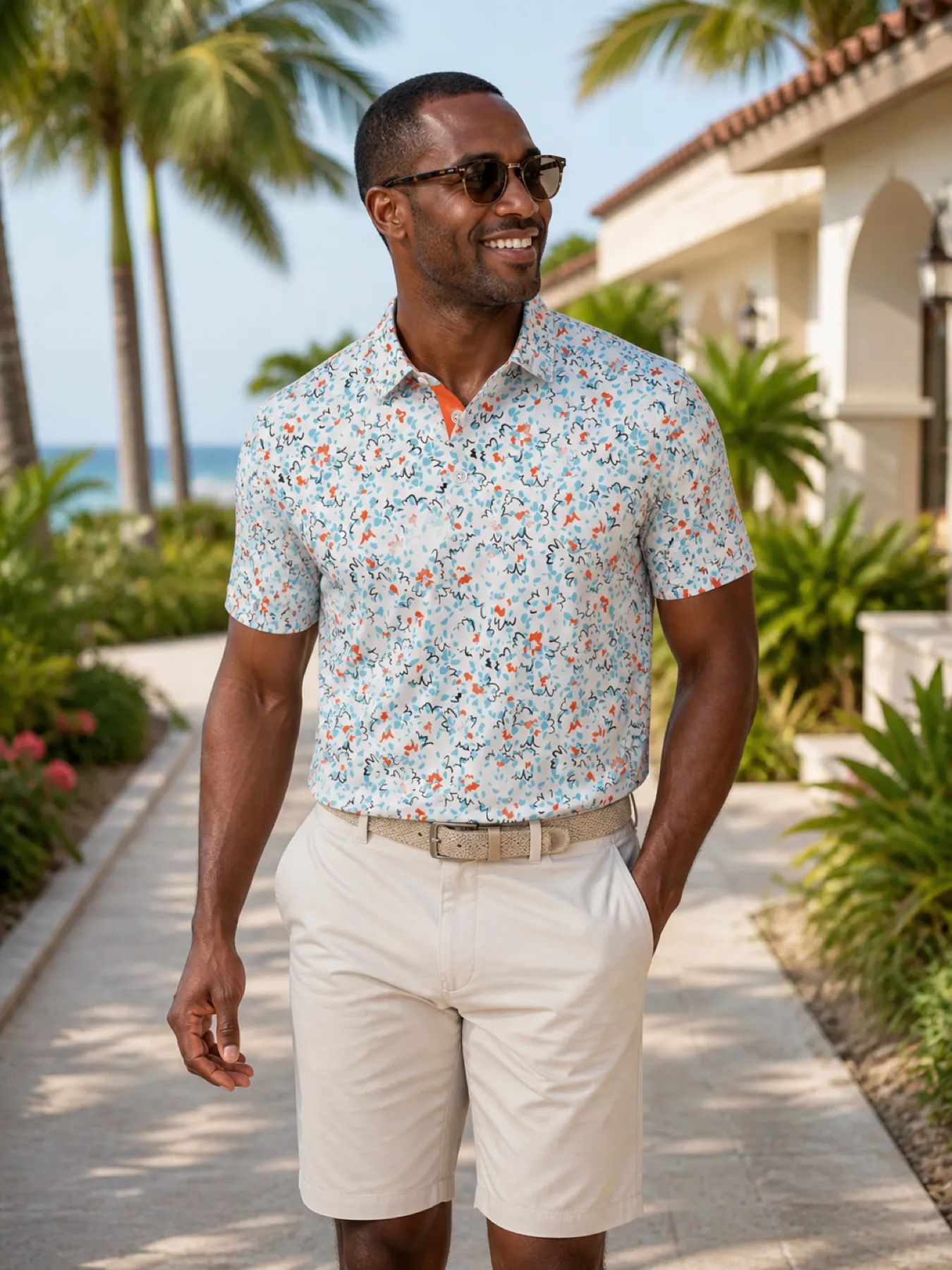 Coastal Sketch Golf Polo