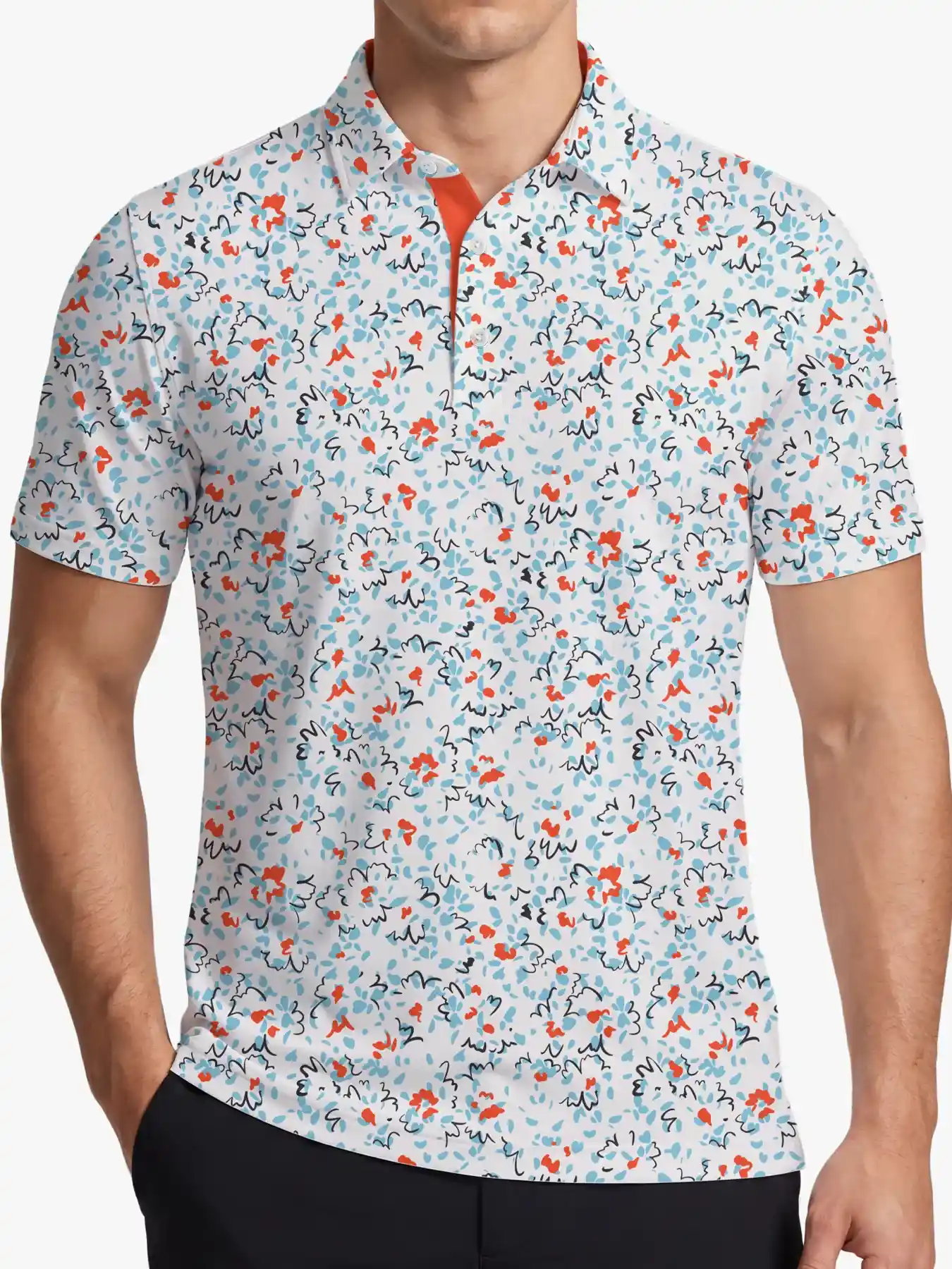 Coastal Sketch Golf Floral Polo - Deolax