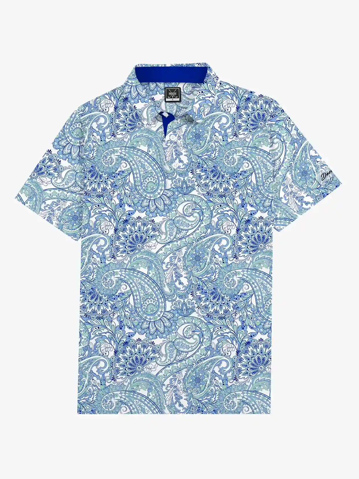 Coastal Tide Men's Blue Paisley Polo - Deolax
