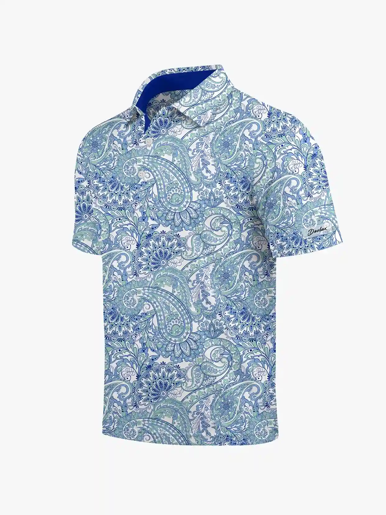 Coastal Tide Men's Blue Paisley Polo - Deolax