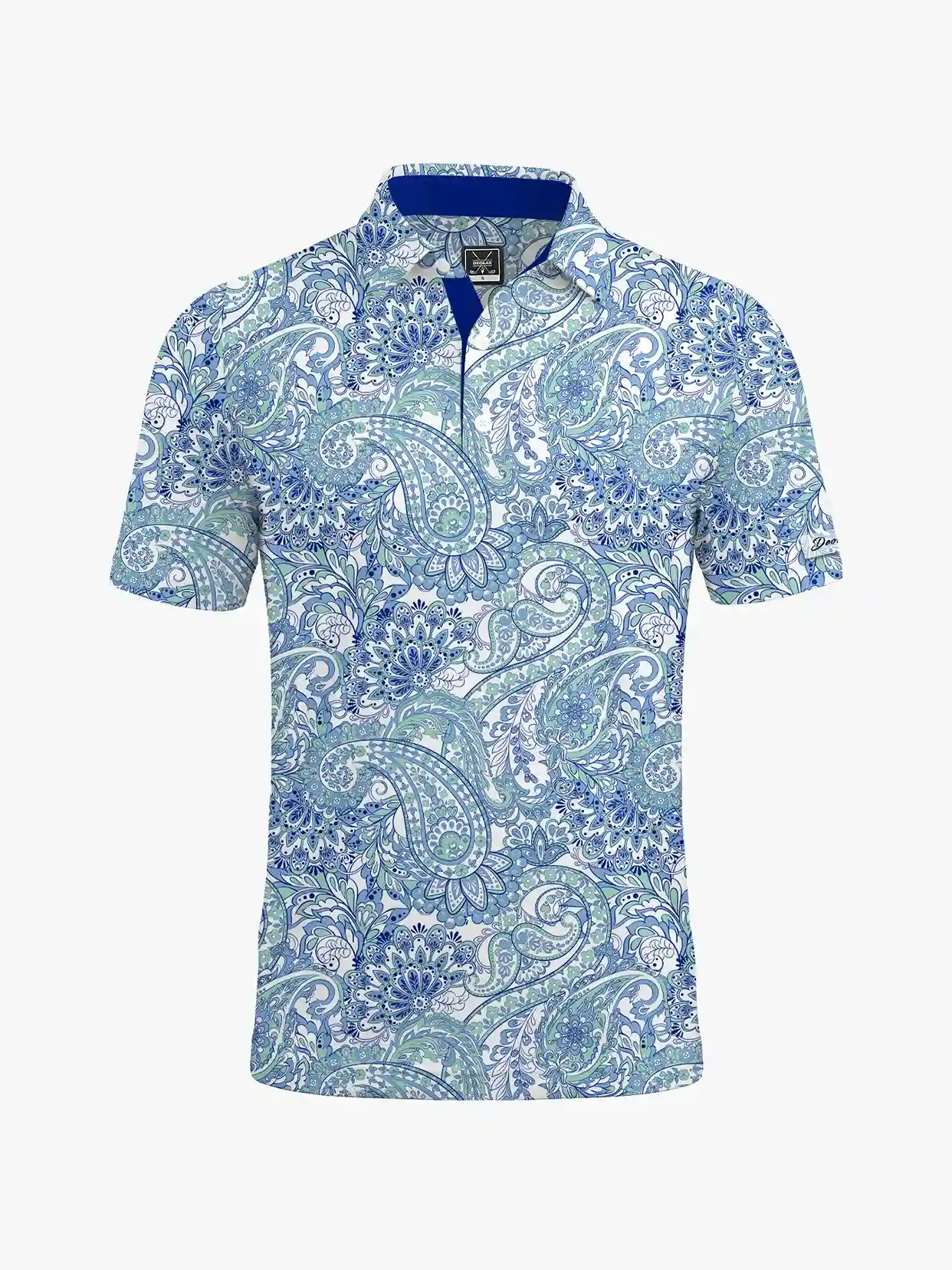 Coastal Tide Men's Blue Paisley Polo - Deolax