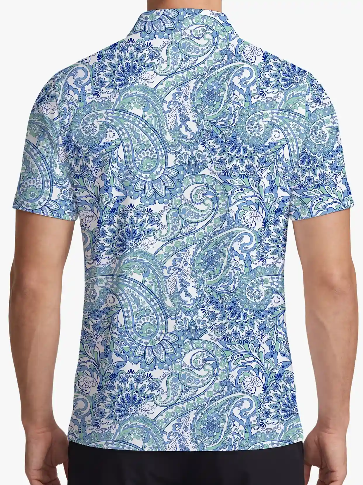 Coastal Tide Men's Blue Paisley Polo - Deolax