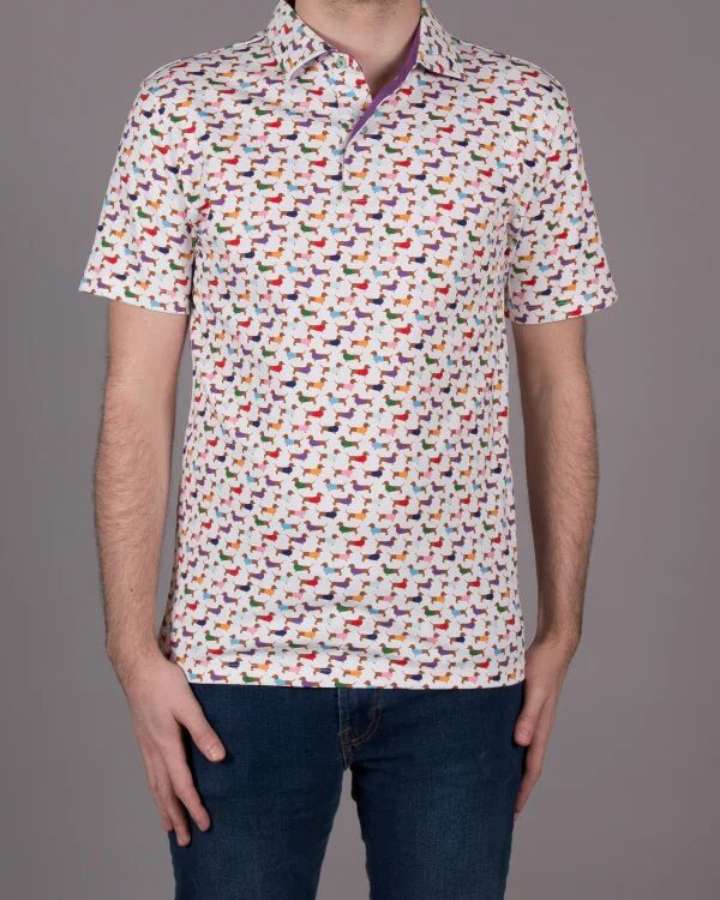 Cotondoux Dog Print Polo