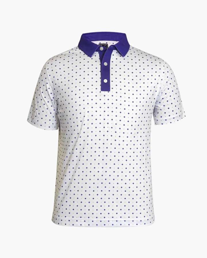 Deco Print White Golf Polo