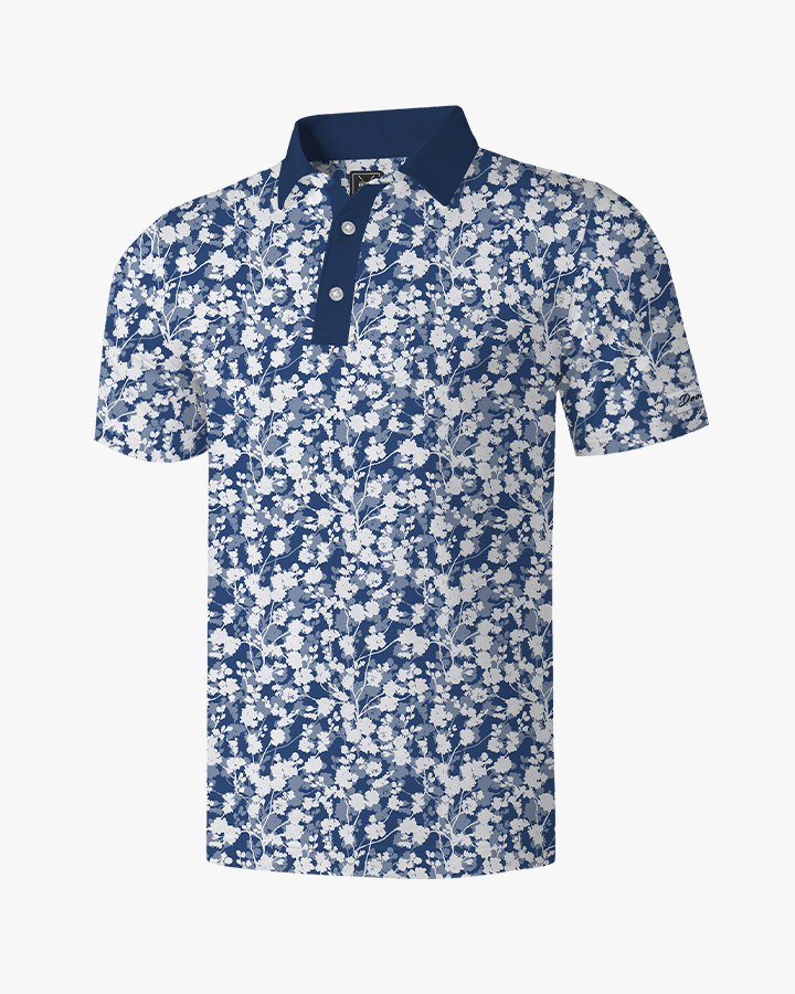 Elegance Print Polo Shirts in Blue from Deolax 