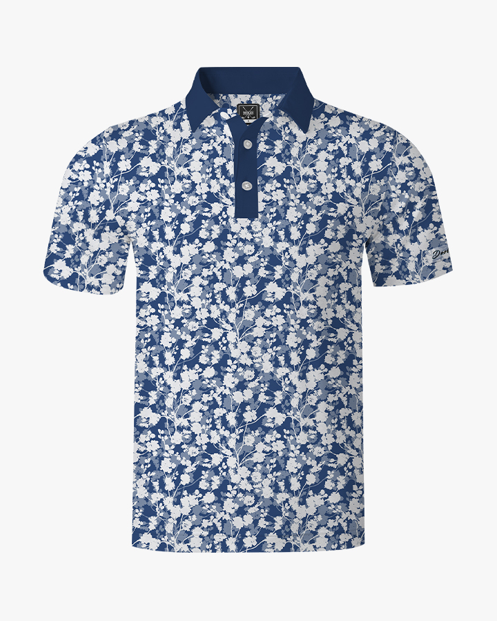 Elegance Print Polo Shirts in Blue from Deolax 