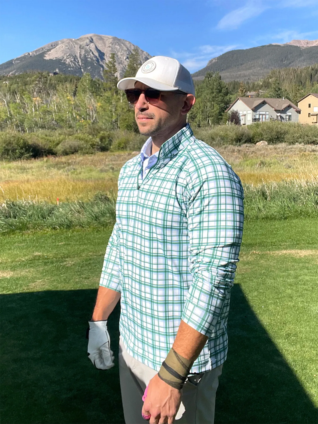 Founders Green Check Quarter Zip