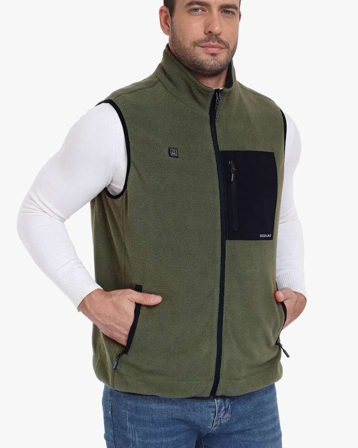 Green Men's Heated Fleece Vest