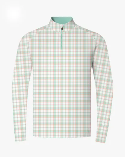 Green Security Check Quarter Zip - Deolax