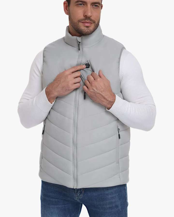Grey Men's Heated Softshell Vest