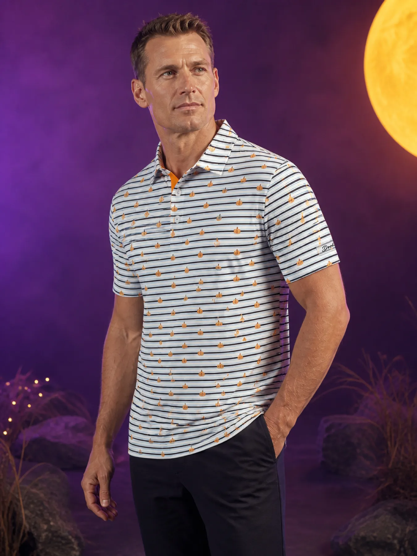 Halloween Striped Polo
