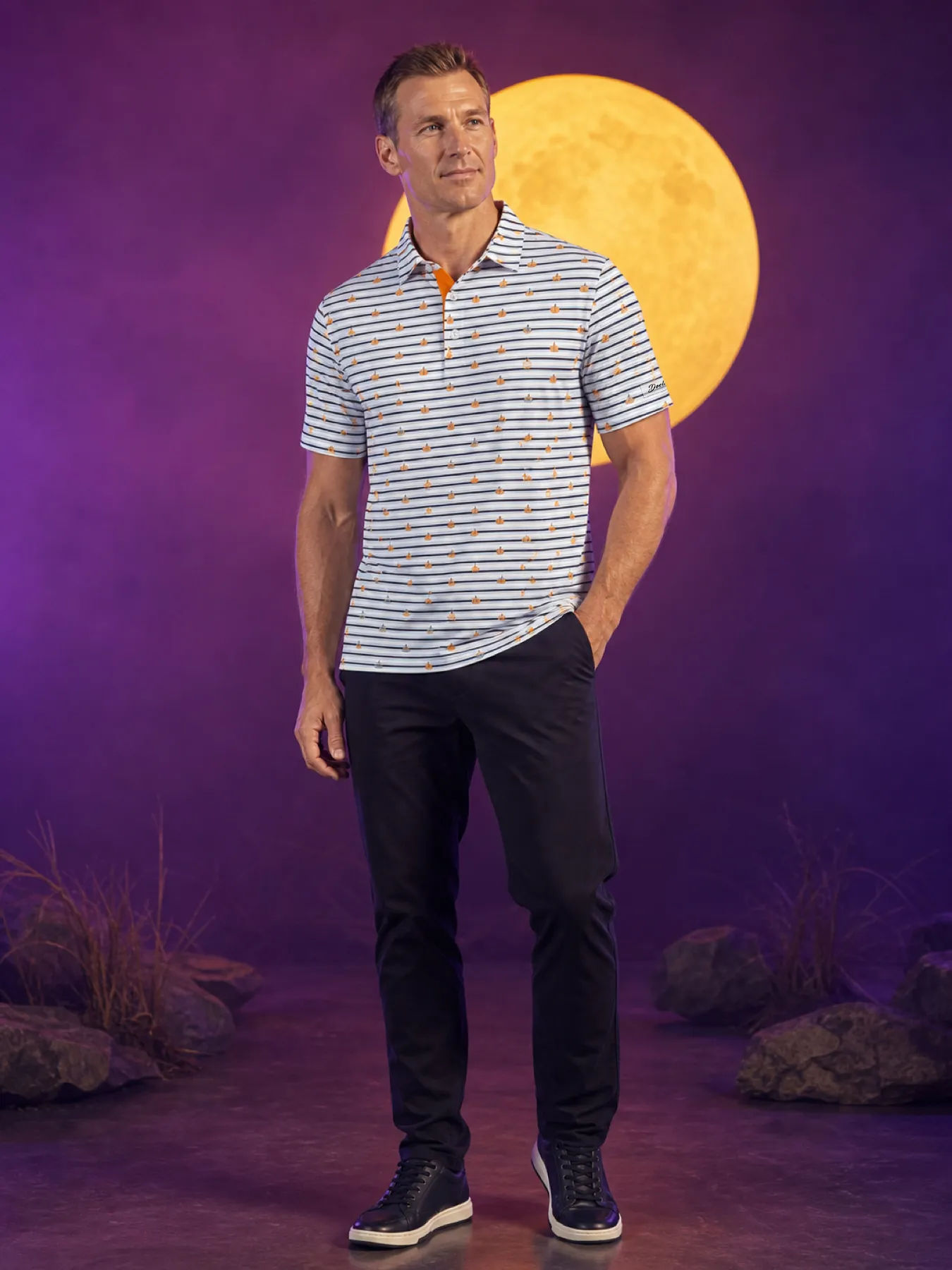 Halloween Striped Polo