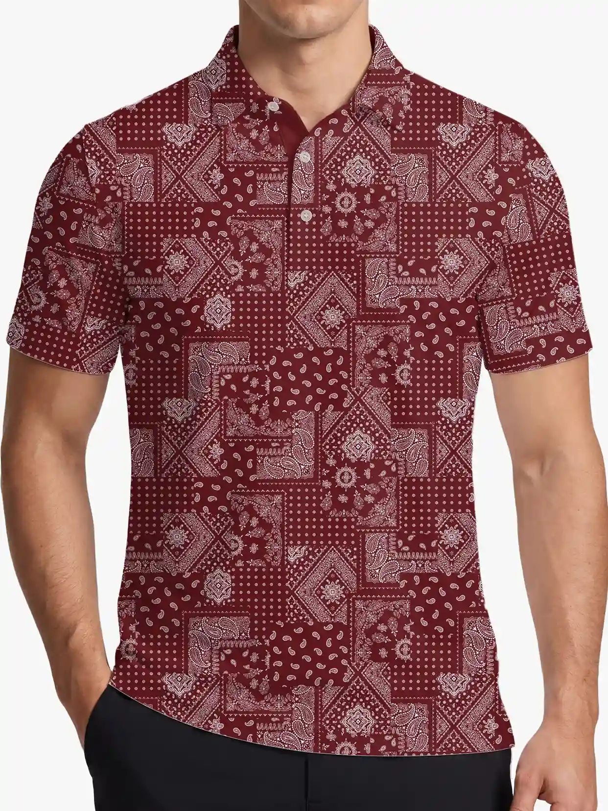Harbor Mist Men's Paisley Polo - Deolax