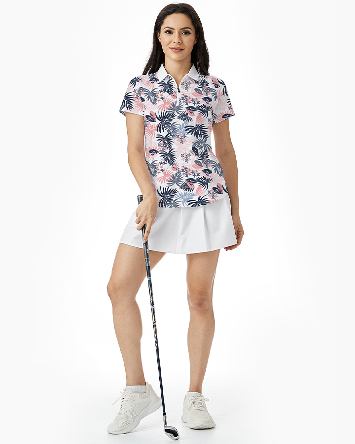 Hawaiian Jungle Women's Zip Polo Shirt