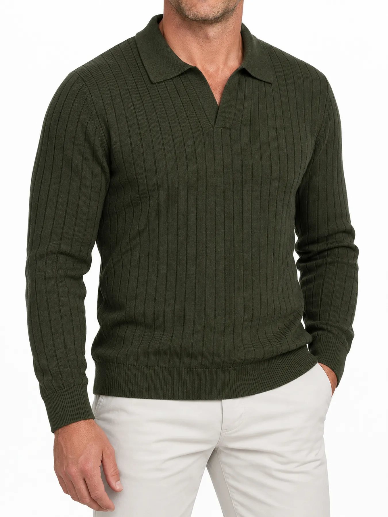 Heritage Wool-Blend Johnny Collar Sweater Polo