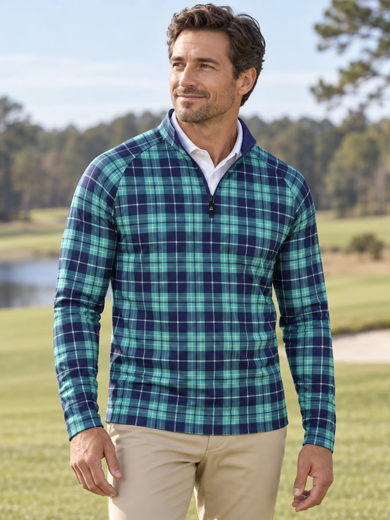 Holiday Links Plaid Quarter Zip