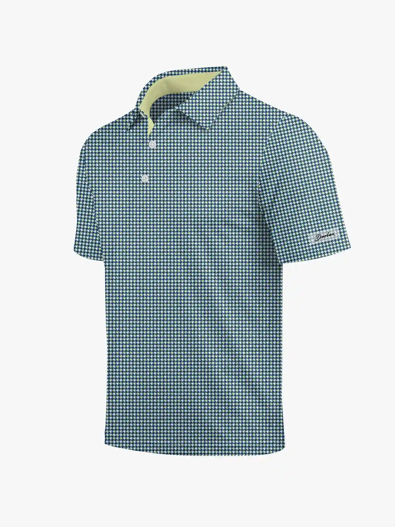 Men's Houndstooth Lime Polo - Deolax