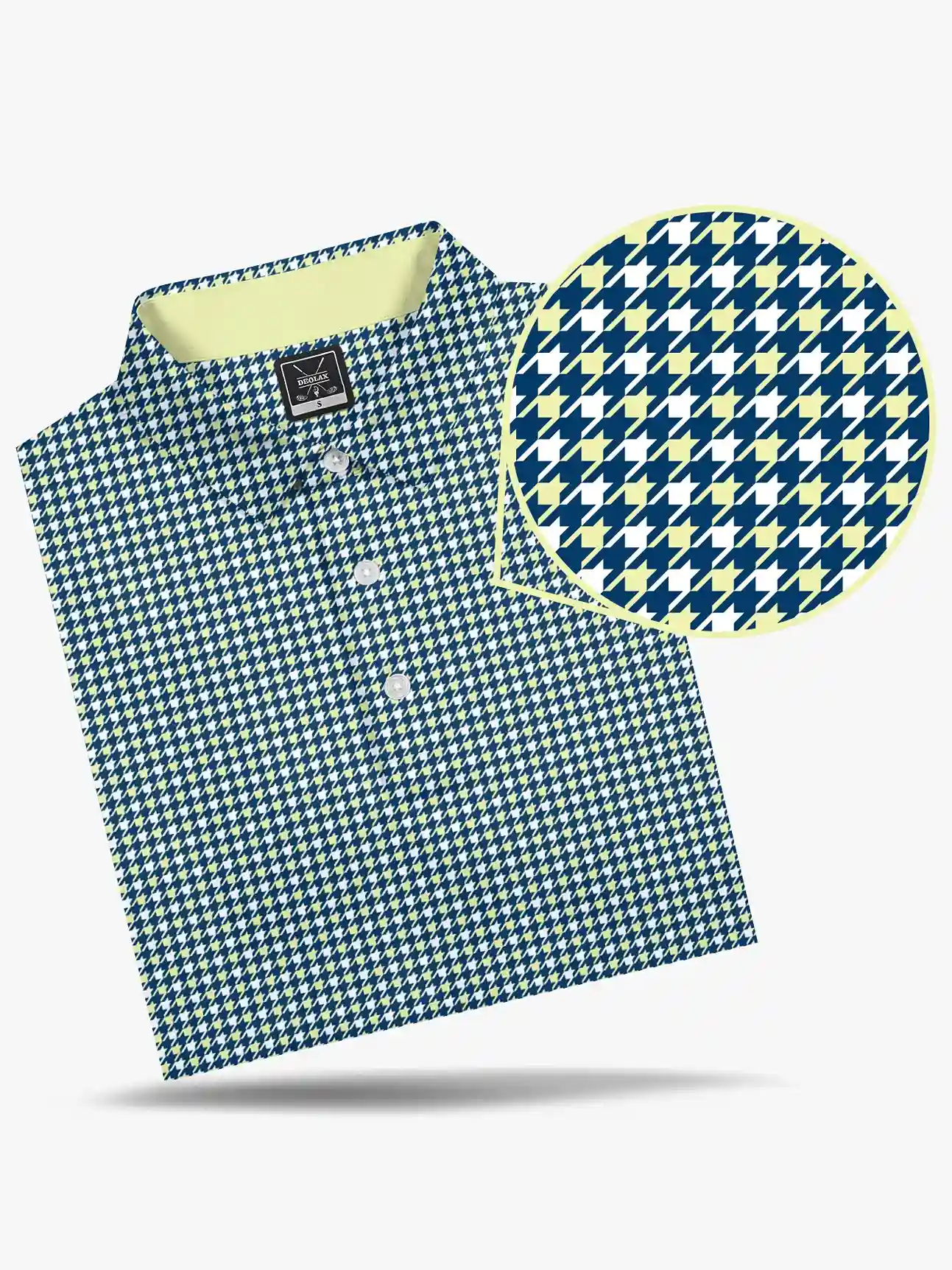 Men's Houndstooth Lime Polo - Deolax