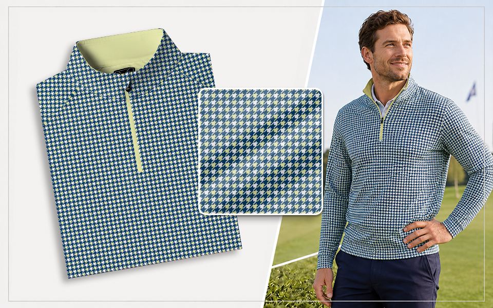 Houndstooth Lime Quarter Zip