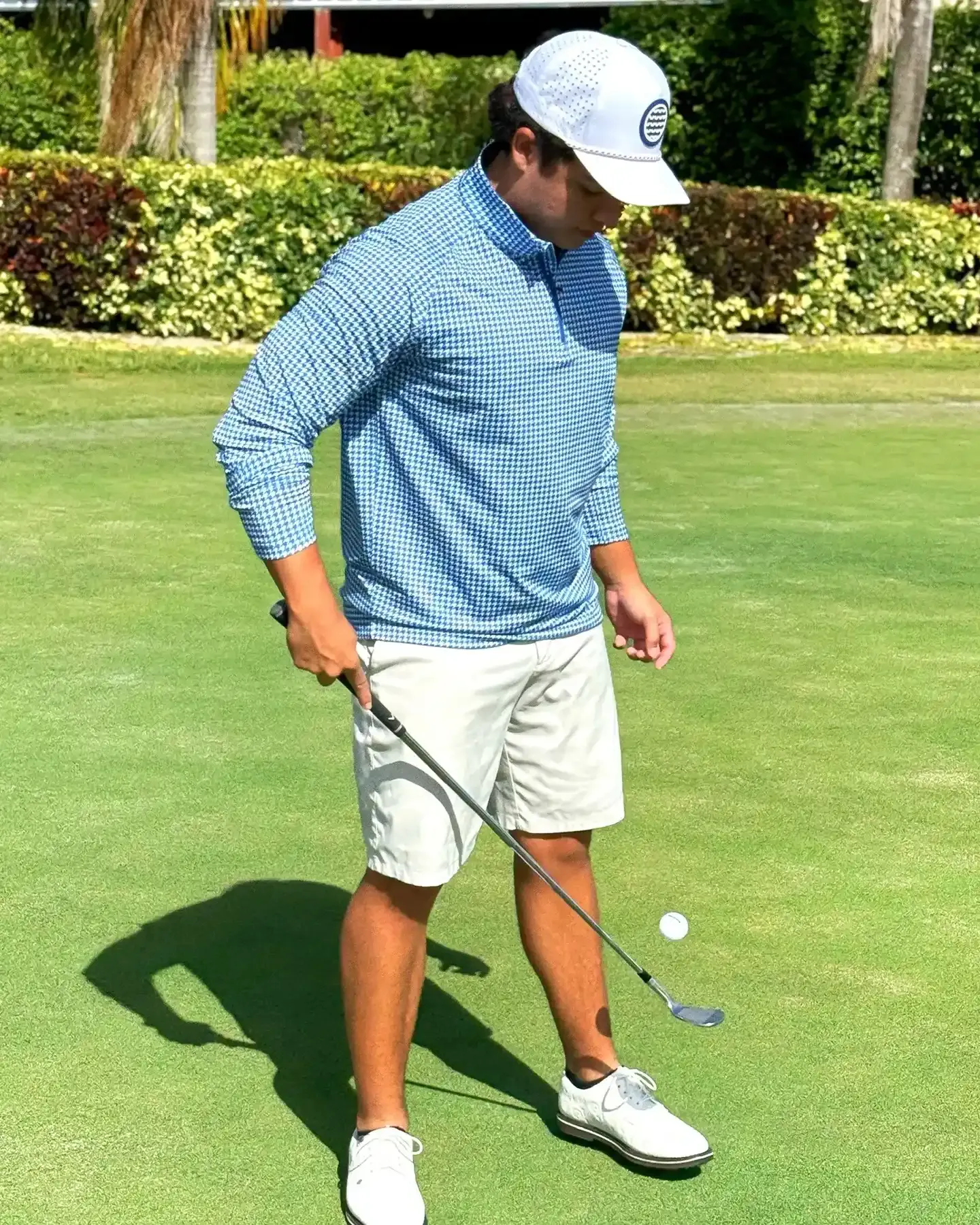 Houndstooth Quarter Zip - Ocean Blue - Deolax