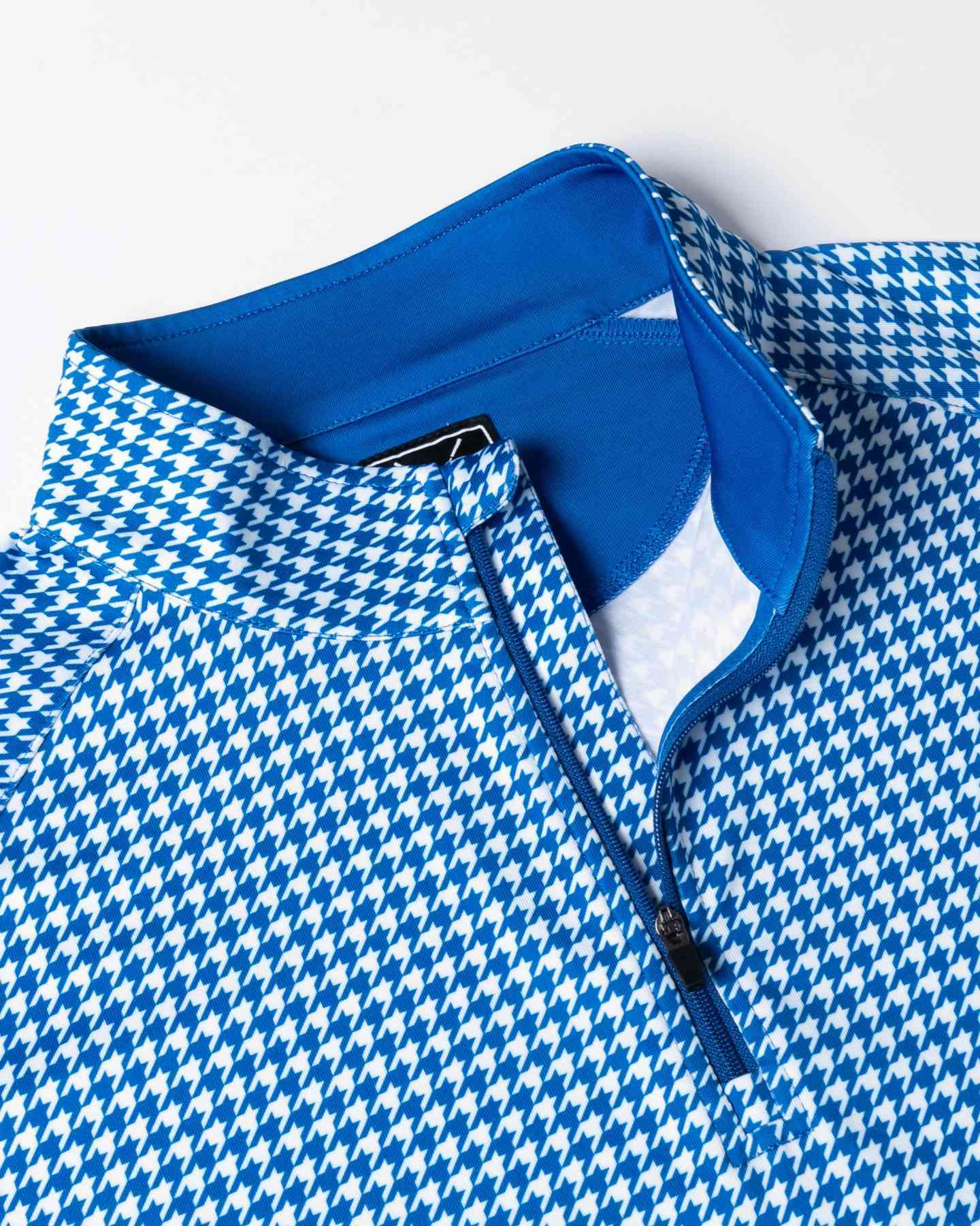 Houndstooth Quarter Zip - Ocean Blue - Deolax