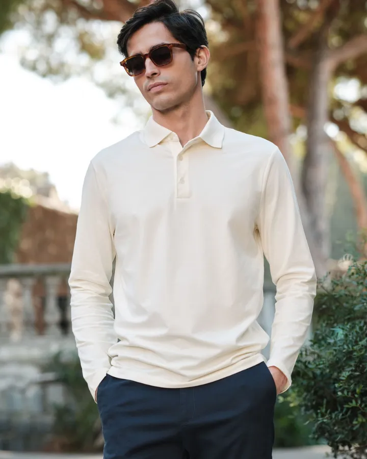 Johnhenric Fitted Long Sleeve Polo Shirt