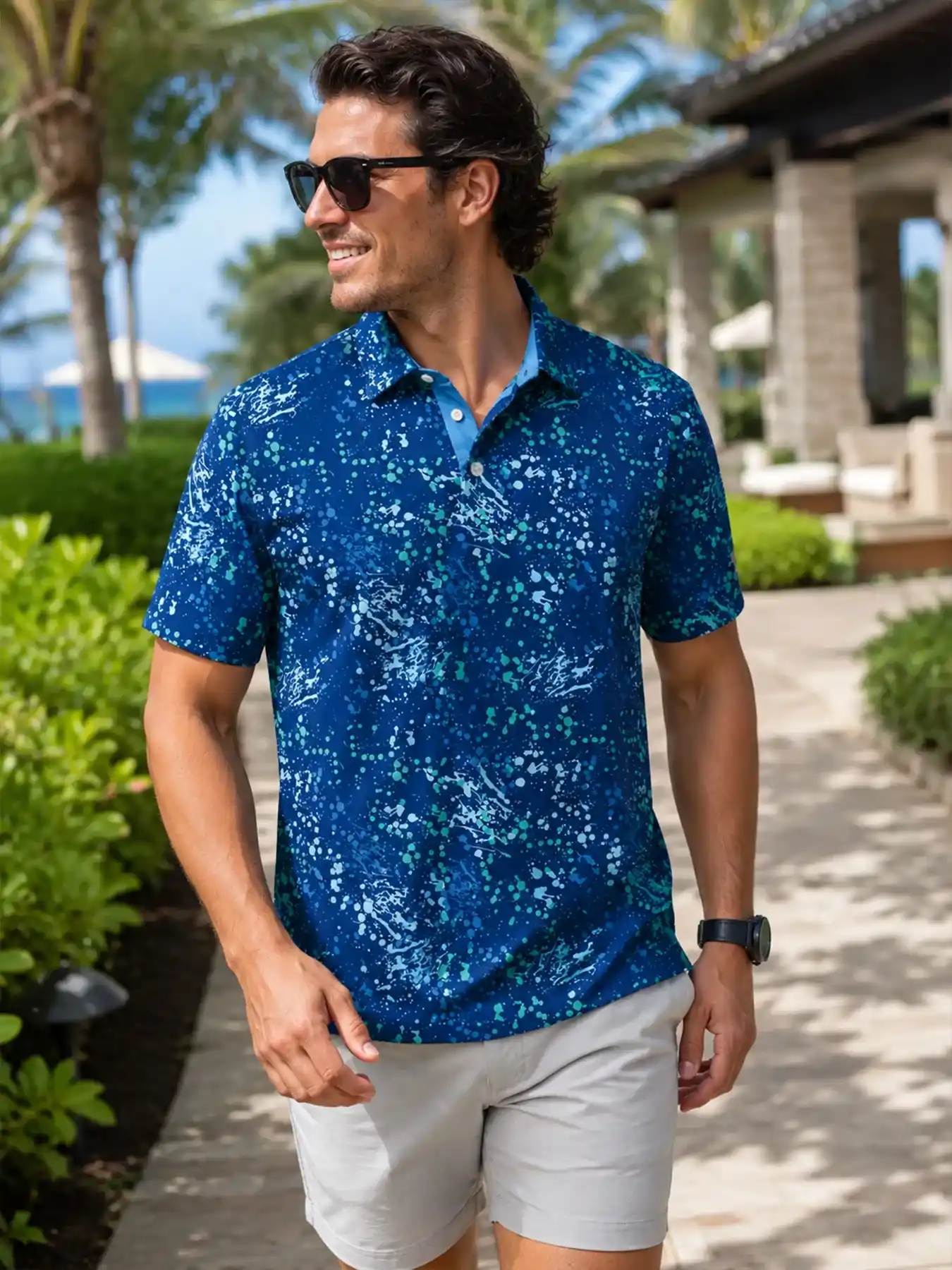 Kinetic Splatter Print Polo