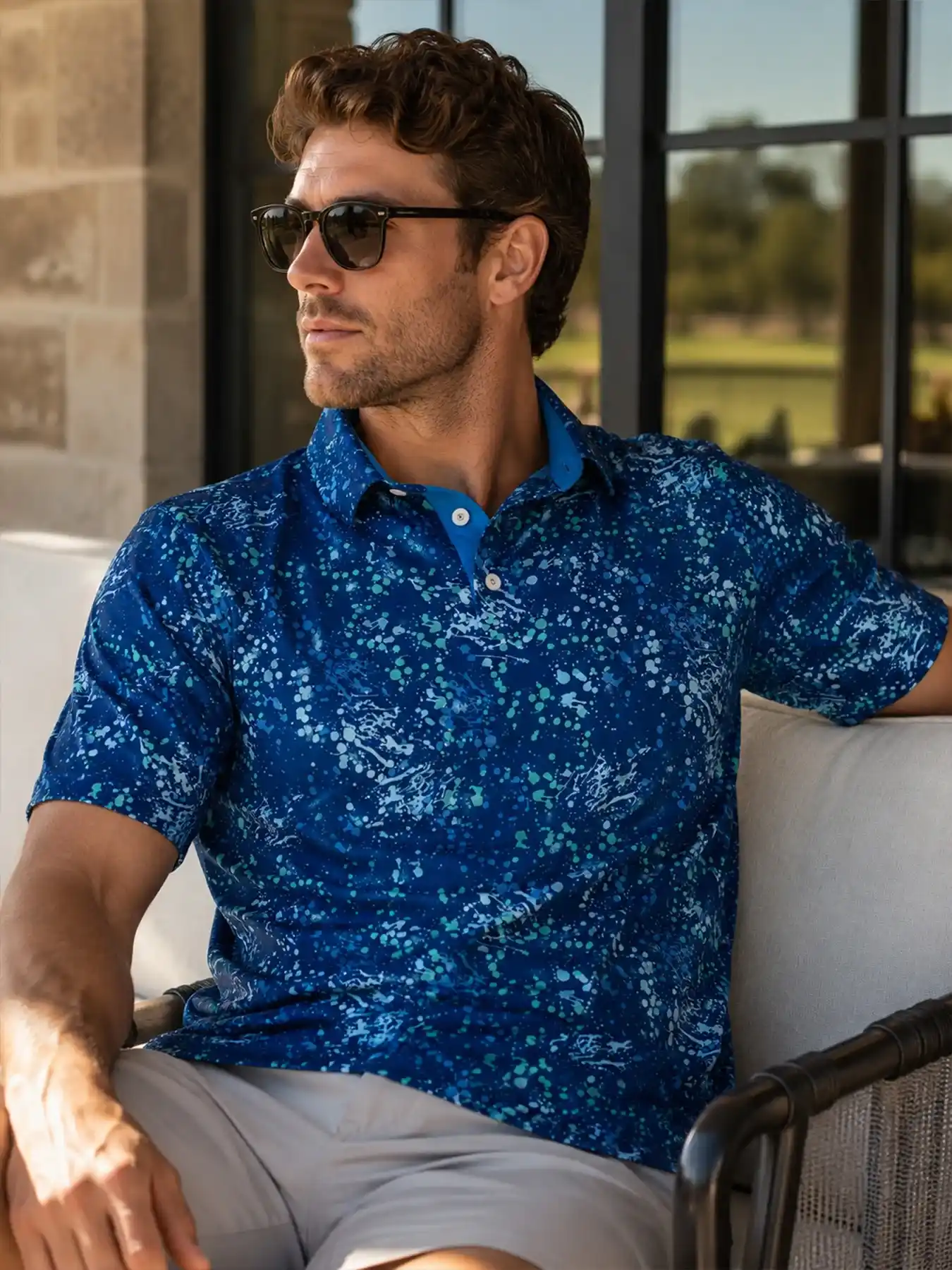 Kinetic Splatter Print Polo